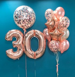 Набор шаров на 30 лет "Розовое золото"