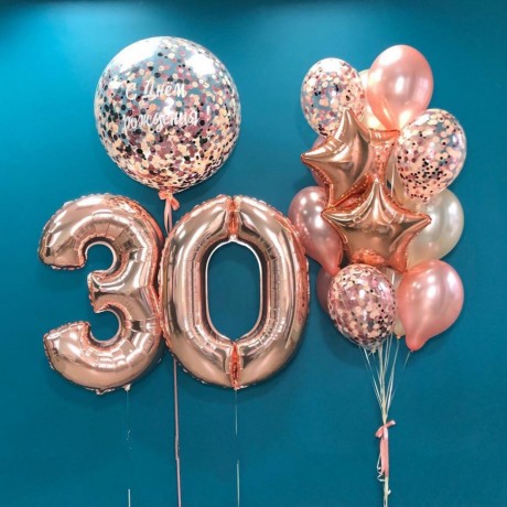 Набор шаров на 30 лет "Розовое золото"