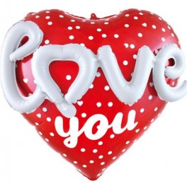 Сердце фольгированное 60 см "Love you"