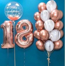 Комплект шаров на 18 лет, розовое золото