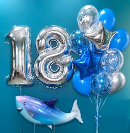 Набор из шаров на 18 лет "Акула"
