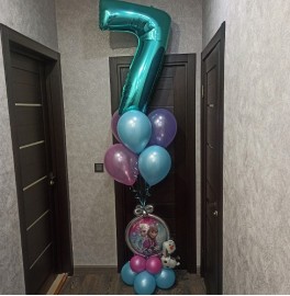 Букет шаров "Холодное сердце с цифрой"