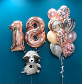 Набор из шаров на 18 лет "Енот"