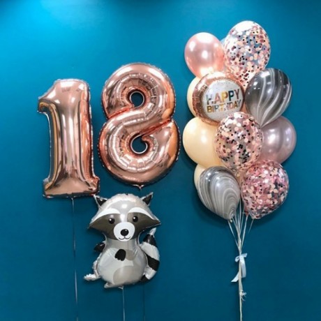 Набор из шаров на 18 лет "Енот"