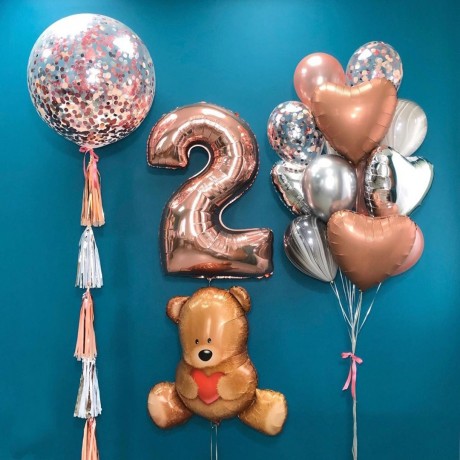 Воздушные шары на 2 года "Медвежонок"