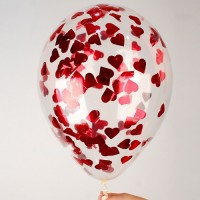 Воздушный шар с конфетти Сердца красные