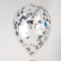 Прозрачный шар с серебряным конфетти Сердца