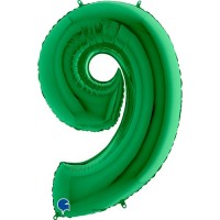 Фольгированная цифра 9 Зеленая