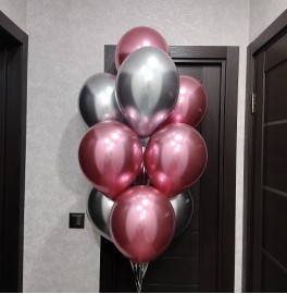 Сет из 10 розовых и серебряных шаров Хром