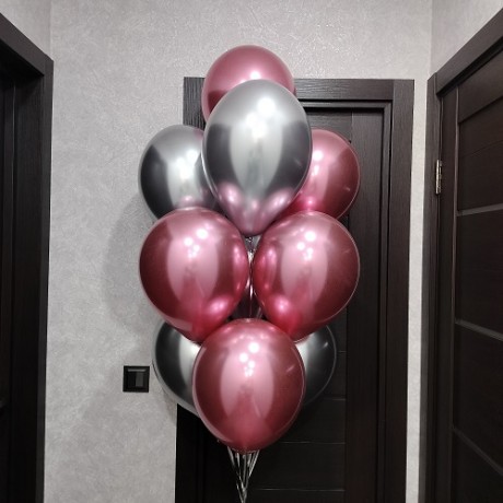 Сет из 10 розовых и серебряных шаров Хром