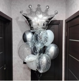 Королевский букет из шаров, серебро