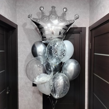 Королевский букет из шаров, серебро