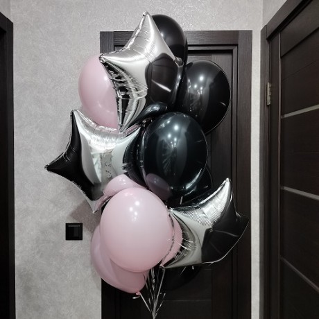 Черно-розовый сет из 13 шаров