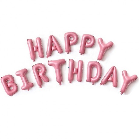 Набор шаров Мини-надпись "Happy Birthday", розовый
