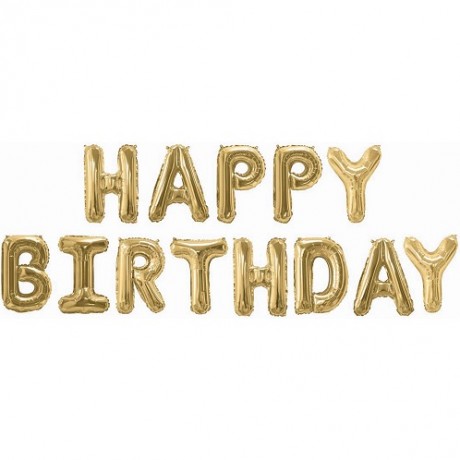 Набор шаров Мини-надпись "Happy Birthday", золото