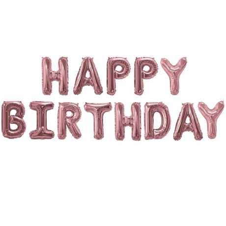 Мини-надпись "Happy Birthday", розовое золото