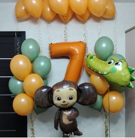 Композиция из шаров на 7 лет "Чебурашка"