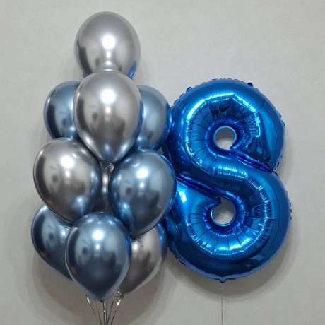 Комплект шаров на 8 лет "Синий"