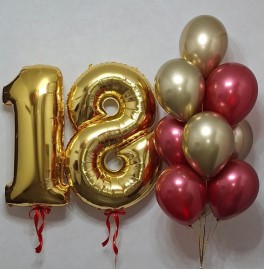 Воздушные шары на 18 лет, красные и золотые