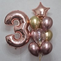 Букет из шаров с цифрой 3
