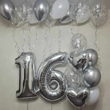 Набор шаров на 16 лет "Серебро"