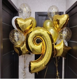 Композиция из шаров на 9 лет "Золото"