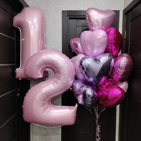 Набор шаров на 12 лет "Сердечки"