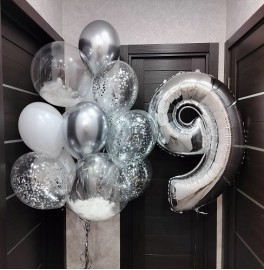 Набор шаров на 9 лет "Серебро"