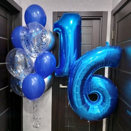 Набор шаров на 16 лет "Синий" Набор шаров на 16 лет "Синий"