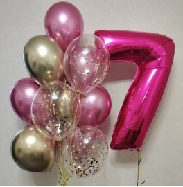 Набор шаров на 7 лет "Фуксия"