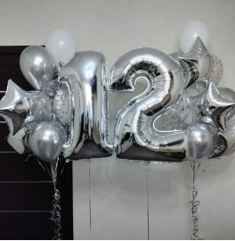 Комплект шаров на 12 лет "Серебро"