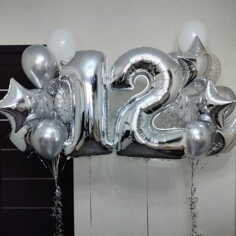 Комплект шаров на 12 лет "Серебро"