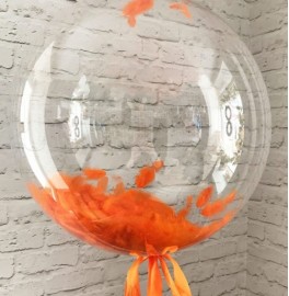 Шар Bubble Оранжевые перья