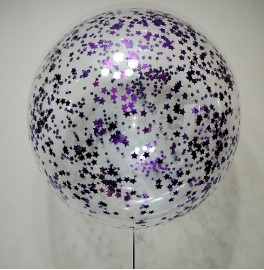 Шар Bubble с конфетти, фиолетовые звезды