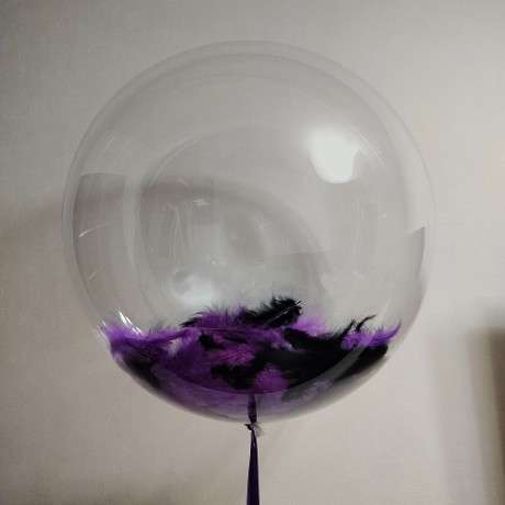 Шар Bubble Фиолетовые и Черные перья