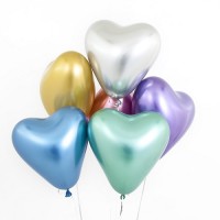 Латексный воздушный шар-Сердце Хром ассорти