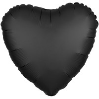 Фольгированное Сердце черное, сатин