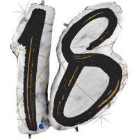Цифра фольгированная 18 Мрамор