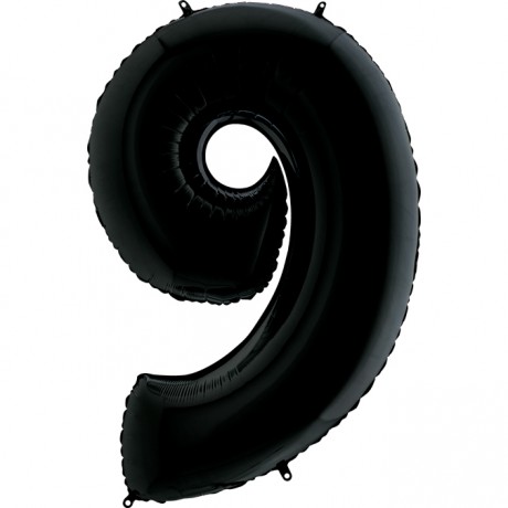 Цифра фольгированная 9 Черная