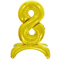 Цифра фольгированная 8 на подставке Золото