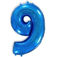 Фольгированная цифра 9 Синяя