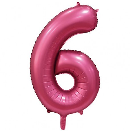 Цифра фольгированная 6 Бургундия, сатин